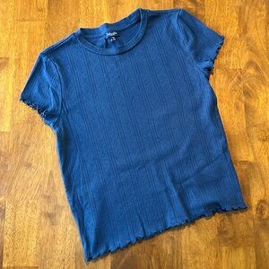 Splendid Navy Blue Como Pointelle T-Shirt XS